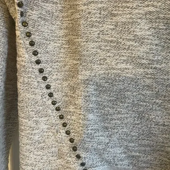 Lucky Lotus Sweater Beige metallic Knit Pullover Embellished Studded Ladies Sz L - Picture 14 of 14